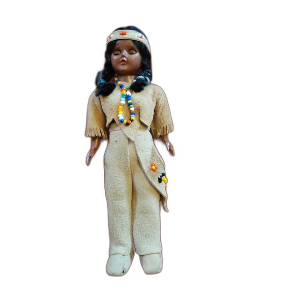 Vintage Ethnic Doll in Leather & Beaded Outfit - Picture 1 of 8